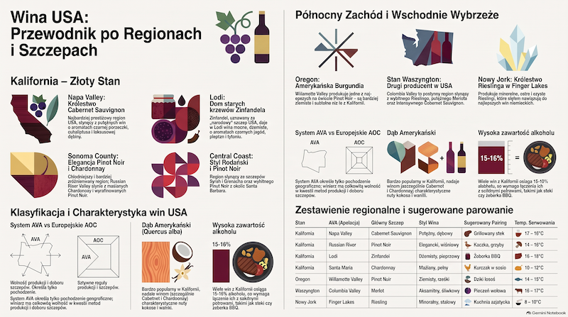 Wina USA - przewodnik po Rejonach i Szczepach